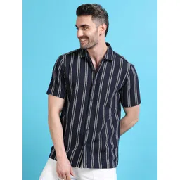 StitchX Men Comfort Opaque Striped Casual Shirt-picture-22