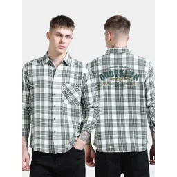 StitchX Men Relaxed Fit Buffalo Checked Spread Collar Cotton Casual Shirt-picture-38