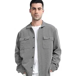 stitchx Men's Full Sleeve Overshirt Solid Knitted Shacket XS-2XL-picture-55
