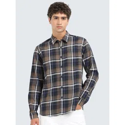 StitchX Standard Tartan Checked Spread Collar Cotton Regular Fit Shirt-picture-24