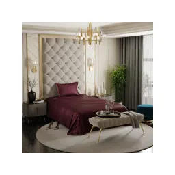 Stoa Paris Burgundy Single Satin Bedsheet with 1 Pillow Cover-picture-24