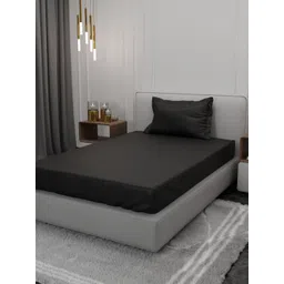 Stoa Paris Date Night Black Polyester 300 TC Single Fitted Bedsheet With 1 Pillow Cover-picture-29