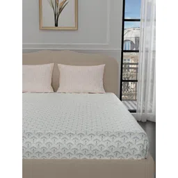 Stoa Paris Elegance Collection Blue Ethnic Print 300 TC King Bedsheet Set-picture-38