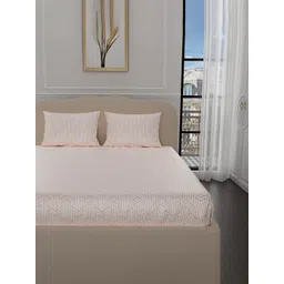 Stoa Paris Elegance White Geometric 300 TC King Bedsheet With 2 Pillow Covers-picture-31