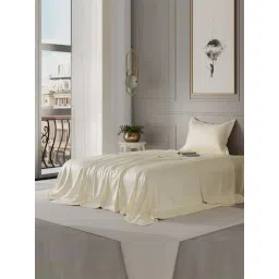 Stoa Paris Ivory Polyester 300 TC Date Night Single Bedsheet With Pillow Cover-picture-12