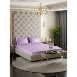 Stoa Paris Lilac Polyester 300 TC Date Night Double Fitted Bedsheet With Pillow Covers-picture-36