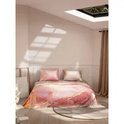 Stoa Paris Louvre Brushstroke Modern Multicolor 300 TC Polyester King Bedsheet With 2 Pillow Covers-picture-22