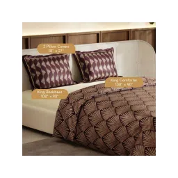 Stoa Paris Lumiere Ruby Affair Polyester King Size Bed Sheet with Pillows & Comforter Set image 4