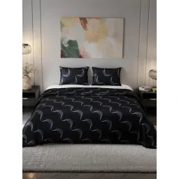 Stoa Paris Navy Polyester Printed 300 TC Double Bedsheet with 2 Pillow Covers and Comforter-picture-20