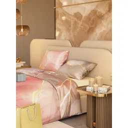 Stoa Paris Pink & White Floral 300 TC Super King Bedsheet with 2 Pillow Covers-picture-24
