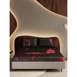 Stoa Paris Red & Black 300 TC King Fitted Sheet with 2 Pillow Covers-picture-19