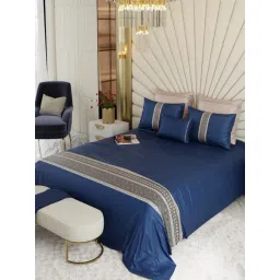 Stoa Paris Sapphire Splendour Navy Blue 300 TC Polyester Super king Crown of Versailles Bedding Set-picture-42