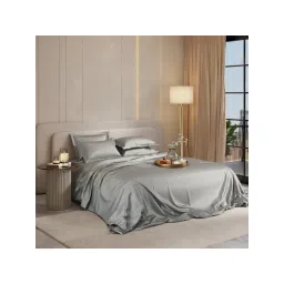 Stoa Paris Super Super King Size Bedsheet with 4 Pillow Covers, Date Night - Harbour Mist Grey-picture-12