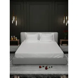 Stoa Paris White 300 TC Polyester King Fitted Sheet with 2 Pillow Covers-picture-12