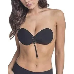 stockzone Women's Lightly Padded Self Adhesive Strapless Bandage Underwire Backless Solid Invisible Stick Gel Silicone Push Up Underwear Bra (Free Size)-picture-26