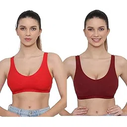stogbull Sports Bra Non Padded Wire Free Combo Pack of 2 for Gym Yoga Exercise Running Workout Regular Daily use Woman's and Girls Bra-picture-40