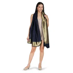 Stole & Yarn Unisex Solid Zari Stoles-picture-28