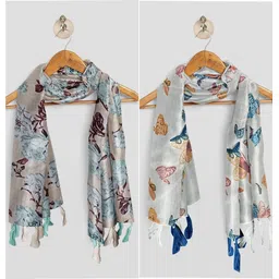 stole mate yours forever Printed Chiffon Women Multicolor Scarf, Stole, Fancy Scarf-picture-26