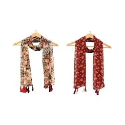 stole villa Pack of 2 Women Cotton Printed Scarf   -picture-18