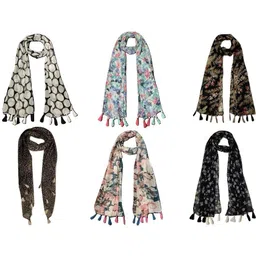 stolevilla Floral Print Chiffon Women Multicolor Scarf, Stole, Fancy Scarf-picture-37