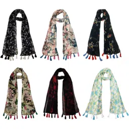 stolevilla Floral Print Chiffon Women Multicolor Scarf, Stole, Fancy Scarf-picture-10