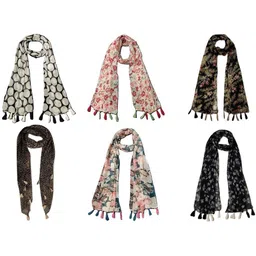 stolevilla Floral Print Chiffon Women Multicolor Scarf, Stole, Fancy Scarf-picture-13