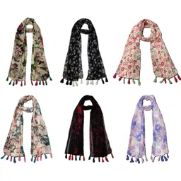 stolevilla Floral Print Chiffon Women Multicolor Scarf, Stole, Fancy Scarf-picture-22
