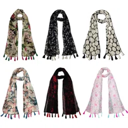 stolevilla Floral Print Chiffon Women Multicolor Scarf, Stole, Fancy Scarf-picture-27