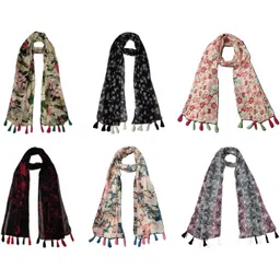 stolevilla Floral Print Chiffon Women Multicolor Scarf, Stole, Fancy Scarf-picture-27