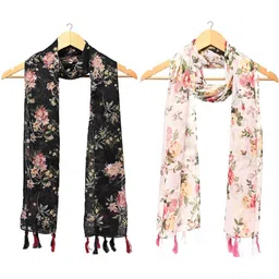 stolevilla Printed Chiffon Girls Multicolor Stole, Scarf, Fancy Scarf-picture-12