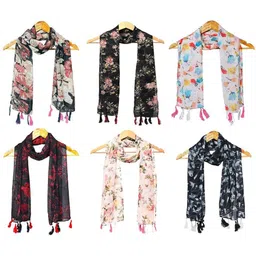 stolevilla Printed Chiffon Women Multicolor Scarf, Stole, Fancy Scarf-picture-43