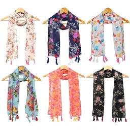 stolevilla Printed Chiffon Women Multicolor Scarf, Stole, Fancy Scarf-picture-10