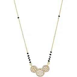 stonewels Lipza Designer Mangalsutra Necklace with Crystal Studded Pendant, Black Beaded Chain-picture-14