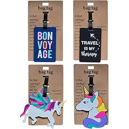 store 2508 Store2508 Pack of 4 Luggage/Bag/Travel ID Label Tags for Suitcase & School Bags Unicorn Identifier Name Address Label, Multicolour NQ814_Set_C-picture-40