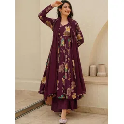 Storebrite Women Floral Printed Panelled Kurta with Palazzos & With Dupatta-picture-22