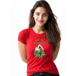 Storeily Women Vibrant Colorful Flower Design Printed Regular Fit Cotton T-shirt-image-6