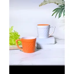 Storepedia Yellow & White Handcrafted Textured Ceramic Glossy Cups Set of Cups and Mugs-picture-13