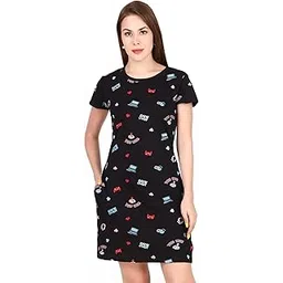 stories.label Women 100% Cotton Printed Long Tshirt Dress in Knee Length Includes Plus Sizes, Regular Fit and Half Sleeves (Sizes Small -5XL)-picture-34