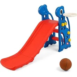 Storio Kids Slide with Basketball Hoop Giraffe Themed Indoor & Outdoor Slide for Kids Ages 2-4 | RED & Blue | Safe, Sturdy & Fun Playset | Easy Assembly Toddler Slide for Boys & Girls-picture-14