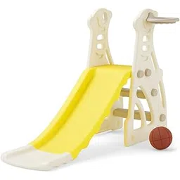 Storio Kids Slide with Basketball Hoop Penguin Theme - Indoor & Outdoor Slide for Kids Ages 2-4 | White & Yellow | Safe, Sturdy & Fun Playset | Easy Assembly Toddler Slide for Boys & Girls-picture-34