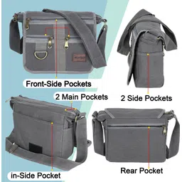 storite Grey Men Sling Bag Cross body Mens Sling Messenger Bag for Travel Office Business image 5