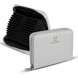 storite 24 Slot RFID PU Leather Credit Debit Card Holder Wallet Money Zipper Coin Purse for Women (Grey-14 x 10 x 2.7 cm)-picture-45