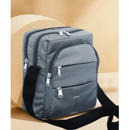 storite Grey Men & Women Sling Bag Stylish Small 6 Multi-Pocket Zip Closure One Side Shoulder Bag-picture-10