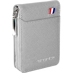 storite PU Leather 9 Slot Vertical Credit Debit Card Holder Money Wallet Zipper Coin Purse for Men Women (Grey - 11.5 x 2 x 8 Cm)-picture-28