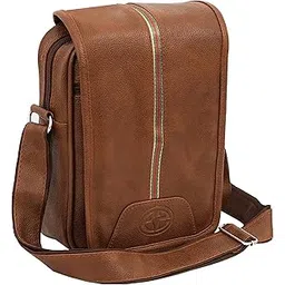 storite Stylish Small Midddle Strip PU Leather Sling Cross Body Travel One Side Shoulder Office Business Bag for Men & Women(18x6x25.5cm,Coffee Brown)-picture-21