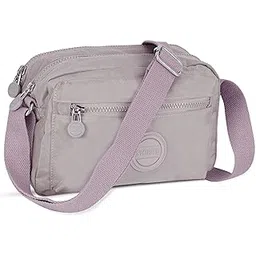 storite Stylish Small Multi-Pocket Nylon Lightweight Sling Crossbody Bag for women, Travel Messenger Side Shoulder Bag (22x15x9cm, Pale Cyan Purple)-picture-26