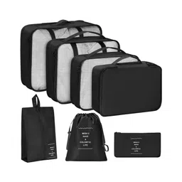 Storite Travel Organizer, 7 in 1 Packing Cubes for Travel, Travel Essentials, Travel Pouch, Packing Bags for Clothes, Travel Organizer for Men & Women - Black-picture-16
