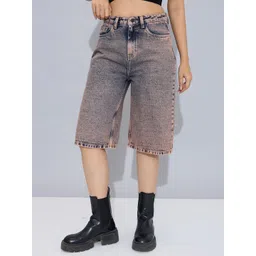 STORMY JEANS Women High-Rise Washed Pure Cotton Relaxed Fit Shorts-picture-19