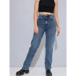 STORMY JEANS Women Straight Fit High-Rise Slash Knee Light Fade Stretchable Jeans-picture-37