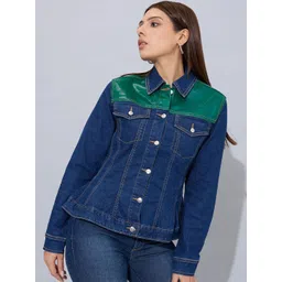 STORMY JEANS Women Washed Lightweight Crop Denim Jacket with Patchwork-image-31